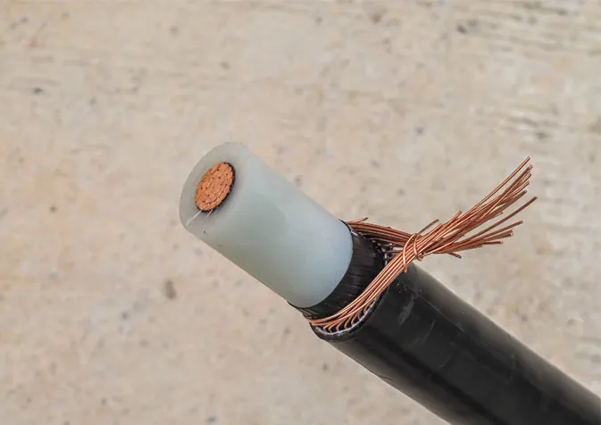 A close up of a black and white wire