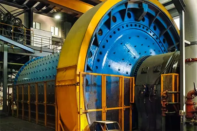 A large ball mill in a factory