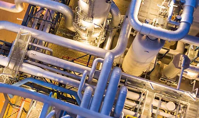 Pipes and valves in a large industrial plant