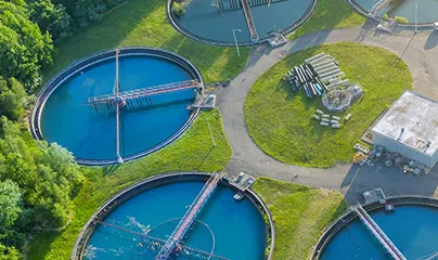 Aerial view of a water treatment plant