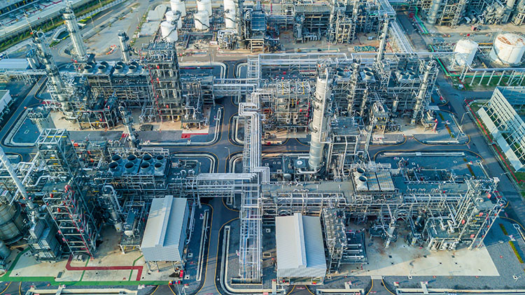 Aerial view of factory