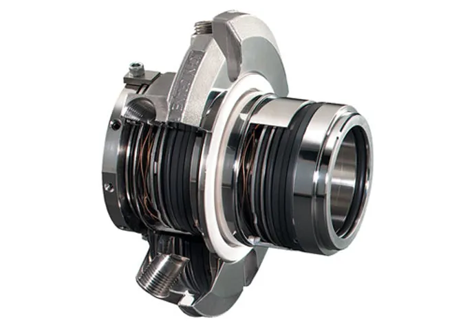 Close-up view of O-ring pusher pump seal