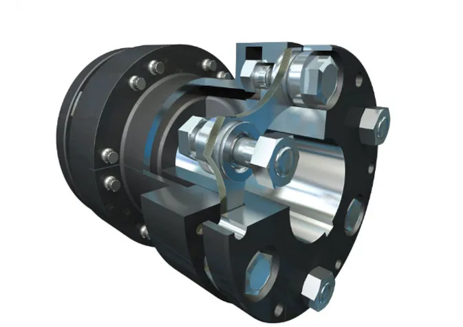 A close-up of a metal gear attached to a large metal shaft, showcasing intricate details and robust construction.