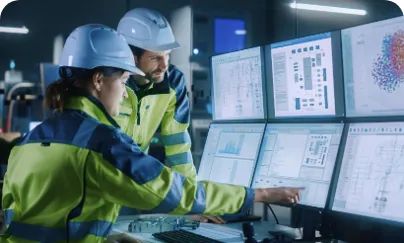 Man And Woman Using Computers