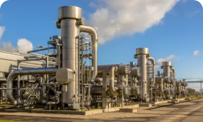 A large industrial plant with pipes and valves