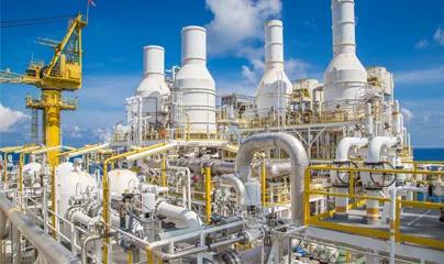 Industrial refinery with blue skies