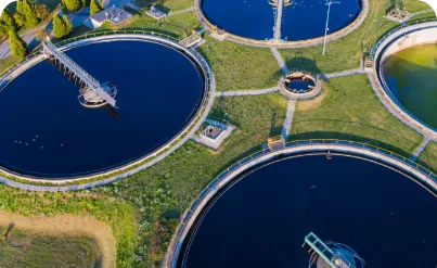 Aerial view of a water treatment plant