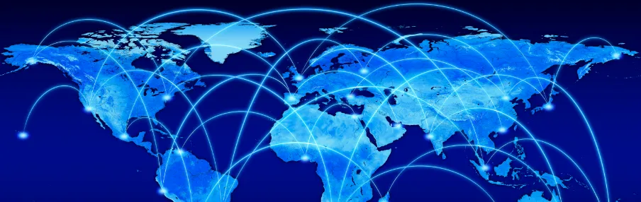 The world map is shown with many connections